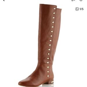 Michael Kors Brown Ailee Over the Knee Boots with Gold Accents